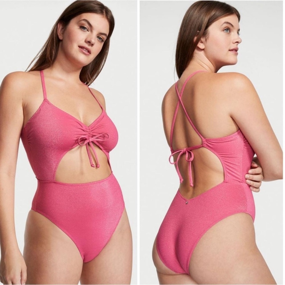 Pink Women's Cutout One-Piece Swimsuit